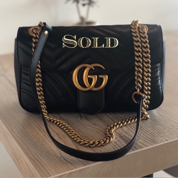 Gucci Handbags - Authentic Gucci Marmont Black Small Lamb Skin NEW